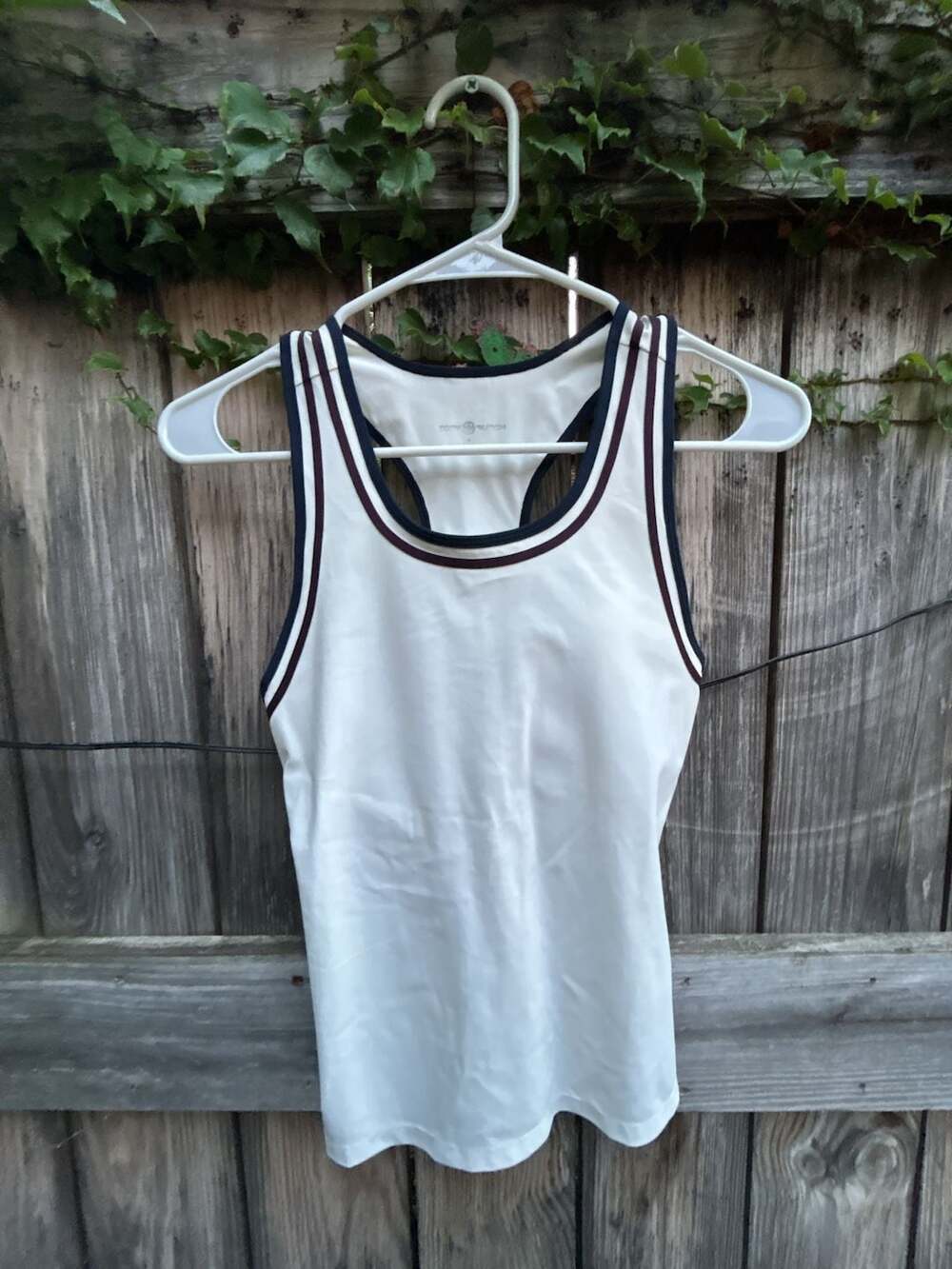 Tory Burch White Striped Racerback Athletic Tank Top Sport Size S